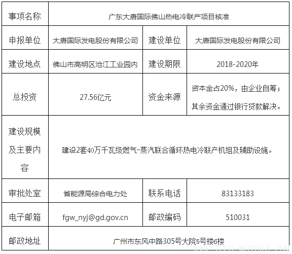 【電廠】廣東大唐國(guó)際佛山熱電冷聯(lián)產(chǎn)項(xiàng)目獲核準(zhǔn) 行業(yè)資訊