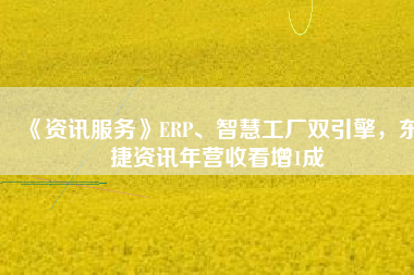 《資訊服務(wù)》ERP、智慧工廠雙引擎，東捷資訊年?duì)I收看增1成