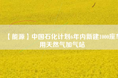 【能源】中國石化計劃6年內(nèi)新建1000座車用天然氣加氣站