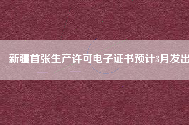 新疆首張生產(chǎn)許可電子證書預(yù)計(jì)3月發(fā)出