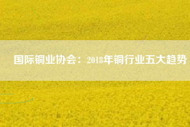 國(guó)際銅業(yè)協(xié)會(huì)：2018年銅行業(yè)五大趨勢(shì)