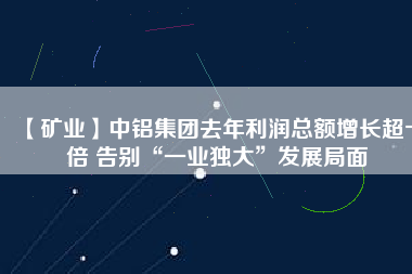 【礦業(yè)】中鋁集團(tuán)去年利潤(rùn)總額增長(zhǎng)超十倍 告別“一業(yè)獨(dú)大”發(fā)展局面