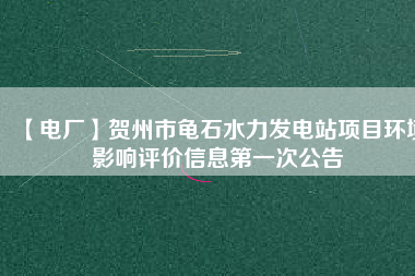 【電廠】賀州市龜石水力發(fā)電站項(xiàng)目環(huán)境影響評價(jià)信息第一次公告