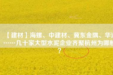 【建材】海螺、中建材、冀東金隅、華潤……幾十家大型水泥企業(yè)齊聚杭州為哪般？