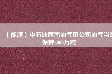 【能源】中石油西南油氣田公司油氣當(dāng)量保持5000萬噸