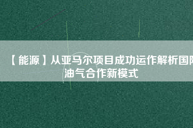 【能源】從亞馬爾項(xiàng)目成功運(yùn)作解析國(guó)際油氣合作新模式