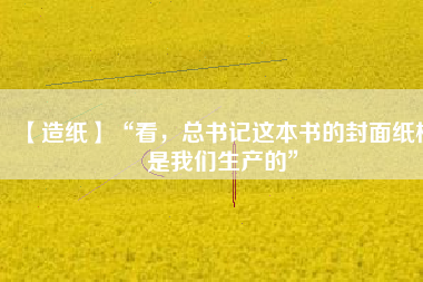 【造紙】“看，總書記這本書的封面紙板是我們生產(chǎn)的”