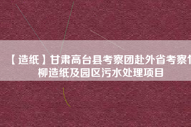 【造紙】甘肅高臺縣考察團(tuán)赴外省考察竹柳造紙及園區(qū)污水處理項(xiàng)目