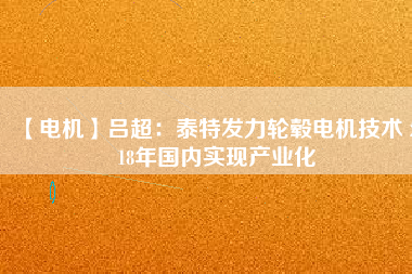 【電機】呂超:泰特發(fā)力輪轂電機技術(shù) 2018年國內(nèi)實現(xiàn)產(chǎn)業(yè)化