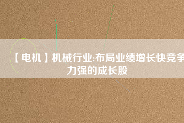 【電機(jī)】機(jī)械行業(yè):布局業(yè)績增長快競爭力強(qiáng)的成長股
          