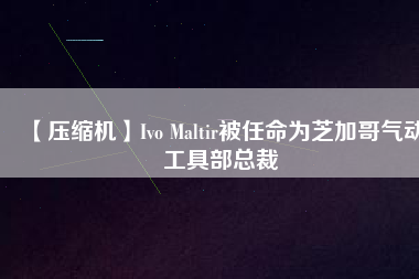 【壓縮機(jī)】Ivo Maltir被任命為芝加哥氣動(dòng)工具部總裁