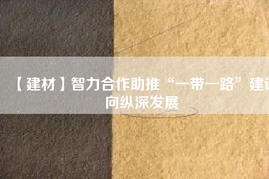 【建材】智力合作助推“一帶一路”建設向縱深發(fā)展