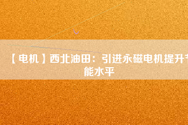 【電機】西北油田：引進永磁電機提升節(jié)能水平
          