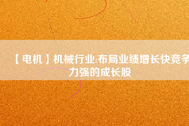 【電機(jī)】機(jī)械行業(yè):布局業(yè)績增長快競爭力強(qiáng)的成長股
          