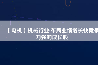 【電機(jī)】機(jī)械行業(yè):布局業(yè)績增長快競爭力強(qiáng)的成長股
          