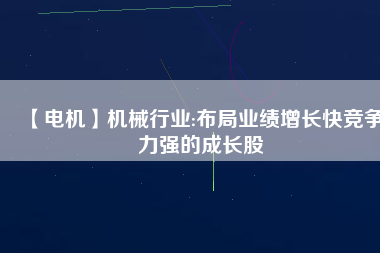 【電機(jī)】機(jī)械行業(yè):布局業(yè)績增長快競爭力強(qiáng)的成長股
          