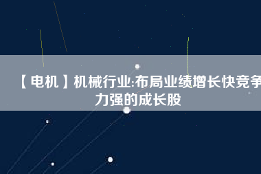 【電機(jī)】機(jī)械行業(yè):布局業(yè)績增長快競爭力強(qiáng)的成長股
          