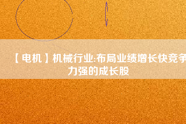 【電機(jī)】機(jī)械行業(yè):布局業(yè)績增長快競爭力強(qiáng)的成長股
          