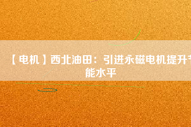 【電機】西北油田：引進永磁電機提升節(jié)能水平
          