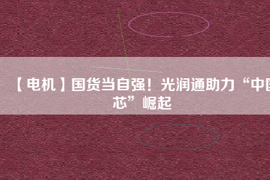 【電機(jī)】國(guó)貨當(dāng)自強(qiáng)！光潤(rùn)通助力“中國(guó)芯”崛起
          