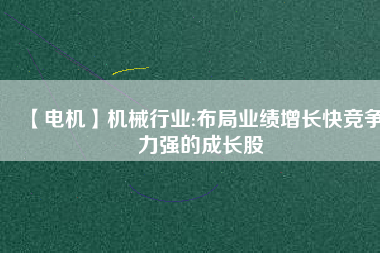 【電機(jī)】機(jī)械行業(yè):布局業(yè)績增長快競爭力強(qiáng)的成長股
          