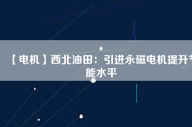 【電機】西北油田：引進永磁電機提升節(jié)能水平
          