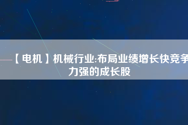 【電機(jī)】機(jī)械行業(yè):布局業(yè)績增長快競爭力強(qiáng)的成長股
          