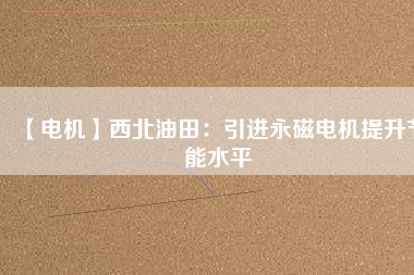 【電機】西北油田：引進永磁電機提升節(jié)能水平
          