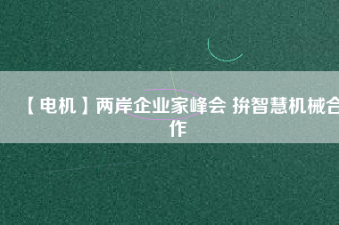 【電機】兩岸企業(yè)家峰會 拚智慧機械合作
          