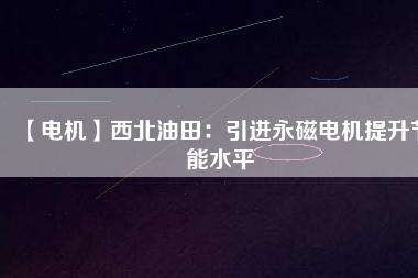 【電機】西北油田：引進永磁電機提升節(jié)能水平
          