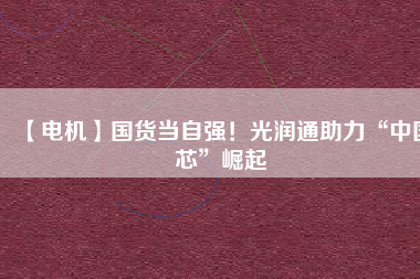 【電機(jī)】國(guó)貨當(dāng)自強(qiáng)！光潤(rùn)通助力“中國(guó)芯”崛起
          