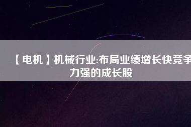 【電機(jī)】機(jī)械行業(yè):布局業(yè)績增長快競爭力強(qiáng)的成長股
          