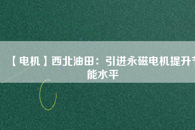 【電機】西北油田：引進永磁電機提升節(jié)能水平
          