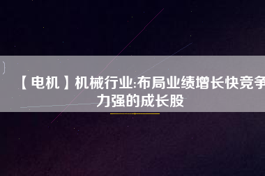 【電機(jī)】機(jī)械行業(yè):布局業(yè)績增長快競爭力強(qiáng)的成長股
          