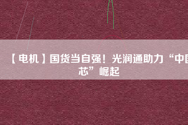 【電機(jī)】國(guó)貨當(dāng)自強(qiáng)！光潤(rùn)通助力“中國(guó)芯”崛起
          