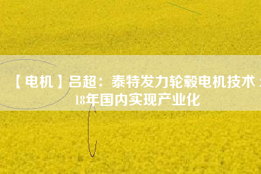 【電機】呂超:泰特發(fā)力輪轂電機技術(shù) 2018年國內(nèi)實現(xiàn)產(chǎn)業(yè)化