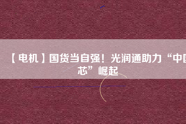 【電機(jī)】國(guó)貨當(dāng)自強(qiáng)！光潤(rùn)通助力“中國(guó)芯”崛起
          